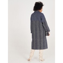 Женское пальто дизайнерское синее длинное шерстяное Калейдоскоп Modna KAZKA MKSH2729-1 42