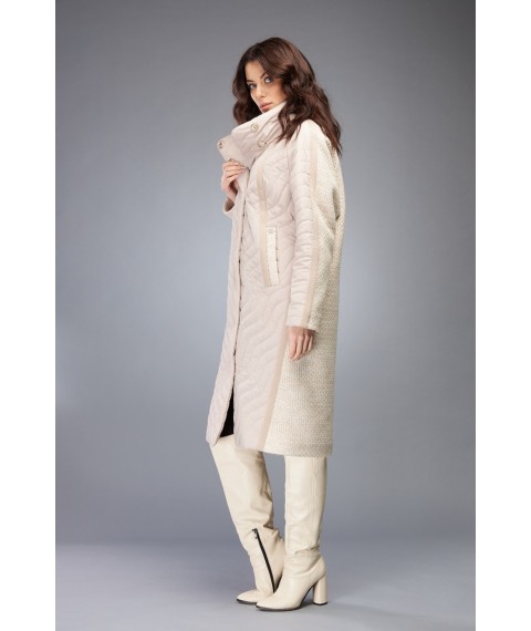 Пальто женское молочное комбинированное с плащевки Marshal Wolf MKMO-73 50