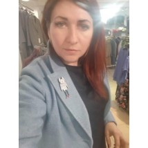 Пальто женское шерстяное голубое приталенное дизайнерское Modna KAZKA MKV-7028 44