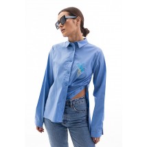 Рубашка женская базовая с пуговицами и вышивкой голубая Modna KAZKA MKAR46546-1