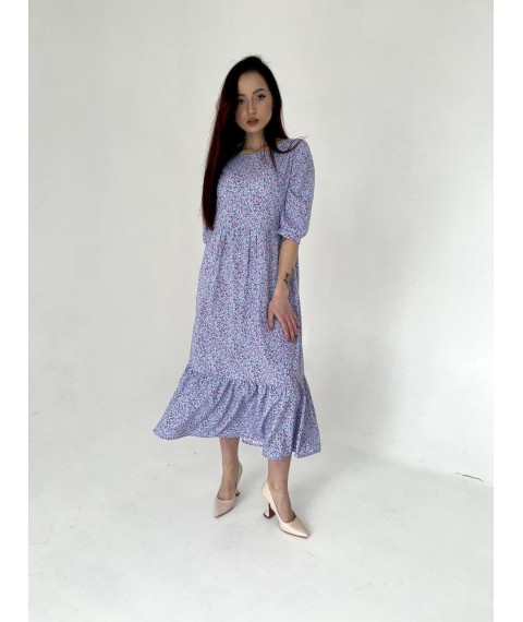 Платье женское макси в цветочный принт голубое Modna KAZKA MKBS2144