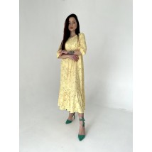 Платье женское макси в цветочный принт желтое Modna KAZKA MKBS2143-1