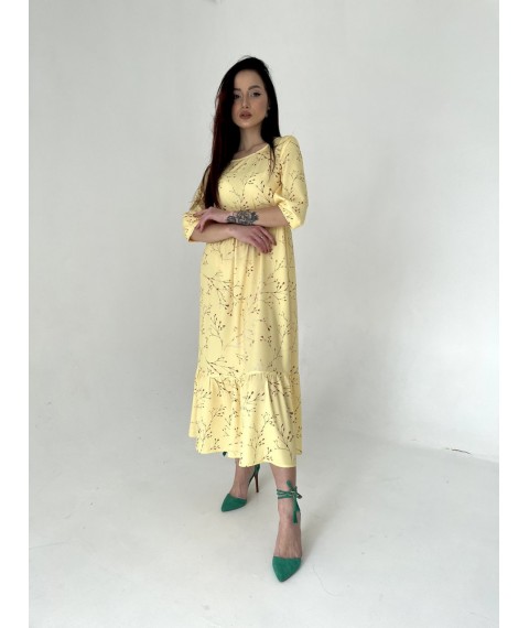 Платье женское макси в цветочный принт желтое Modna KAZKA MKBS2143 44