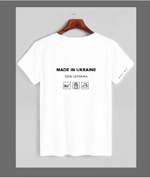 Футболка женская патриотическая "Made in Ukraine" белая Modna KAZKA MKAZ6257-1 44