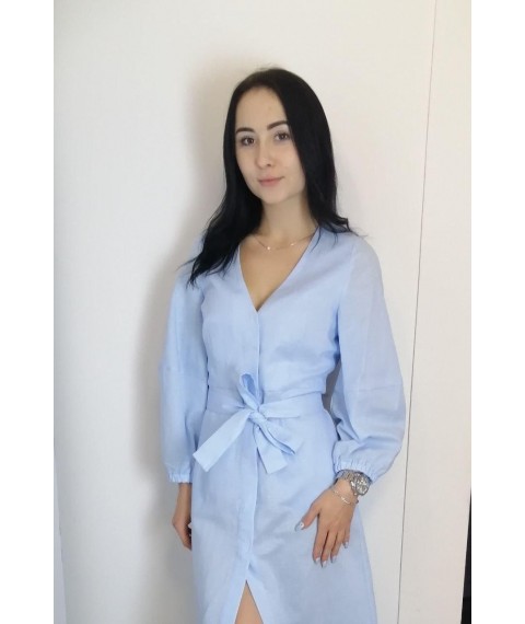 Платье женское льняное миди голубое Modna KAZKA MKAS1505-01
