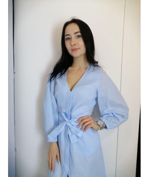 Платье женское льняное миди голубое Modna KAZKA MKAS1505-01
