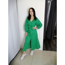 Платье женское льняное миди зеленое Modna KAZKA MKAS1505-02