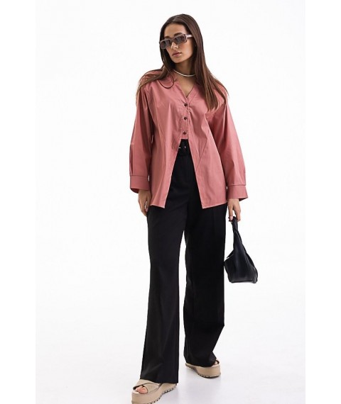 Рубашка женская с разрезом спереди oversize розовая Modna KAZKA MKAR46586-2