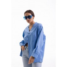 Рубашка женская с разрезом спереди голубая Modna KAZKA MKAR46586-3
