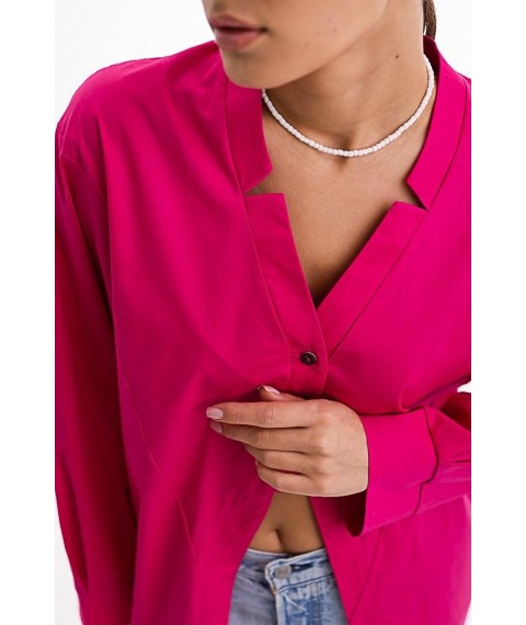Рубашка женская с разрезом спереди oversize фуксия Modna KAZKA MKAR46586-4
