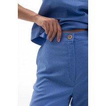 Костюм женский летний льняной брюки и топ голубой Modna KAZKA MKAR32733-2