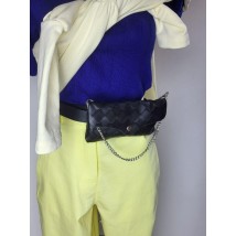 Поясная сумка женская из экокожи с плетением черная Modna KAZKA MKАП-568-4