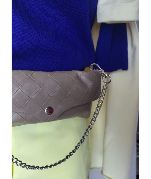 Поясная сумка женская из экокожи с плетением бежевая Modna KAZKA MKАП-568-3