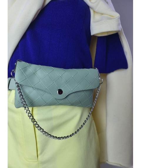 Поясная сумка женская из экокожи с плетением оливковая Modna KAZKA MKАП-568-2