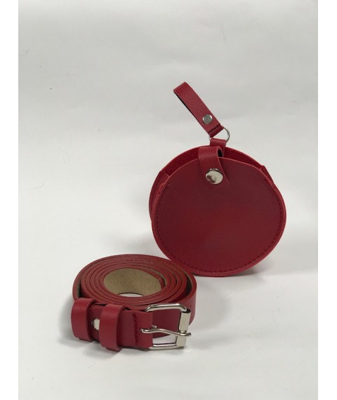 Поясная сумка женская круглая из экокожи красная Modna KAZKA MKSH-567-2