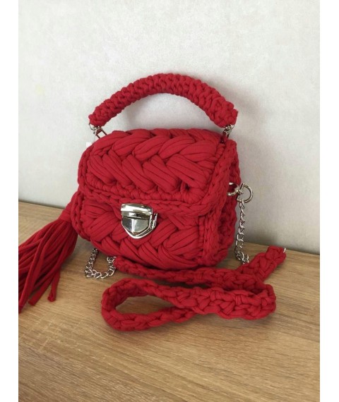 Сумка женская вязаная дизайнерская handmade красная Modna KAZKA MK2024-1