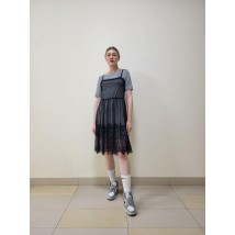 Платье женское летнее трикотажное с сеточкой серое Modna KAZKA MKAD6784-00 42