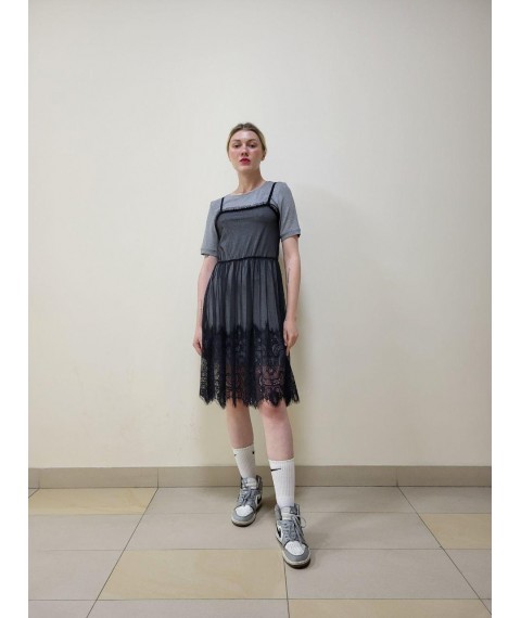 Платье женское летнее трикотажное с сеточкой серое Modna KAZKA MKAD6784-00 42