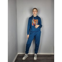 Спортивный костюм женский с джоггерами и худи синий Modna KAZKA MKTL8230-2\3704-2 46-48