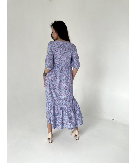 Платье женское макси в цветочный принт голубое Modna KAZKA MKBS2144 44
