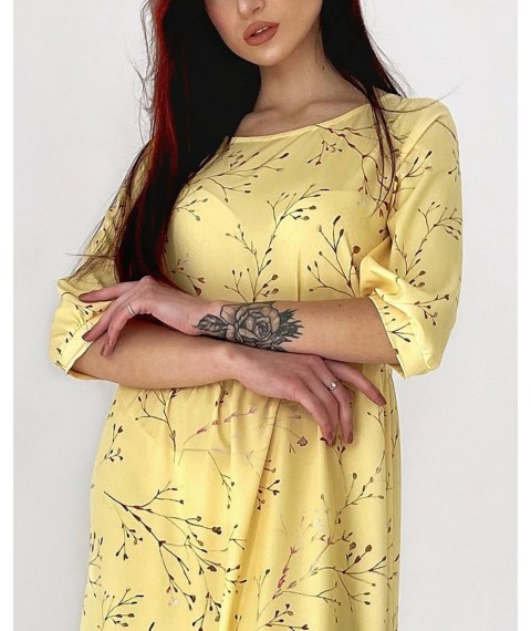 Платье женское макси в цветочный принт желтое Modna KAZKA MKBS2143 42