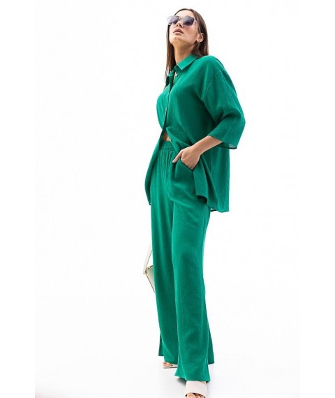 Костюм женский летний брюки и рубашка зеленый Modna KAZKA MKAR69017-2 44