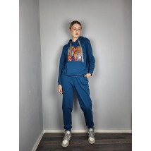 Спортивный костюм женский с джоггерами и худи синий Modna KAZKA MKTL8230-2\3704-2 42-44