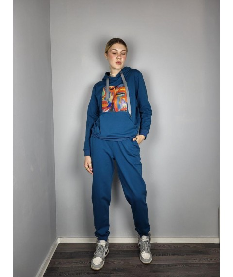 Спортивный костюм женский с джоггерами и худи синий Modna KAZKA MKTL8230-2\3704-2 42-44
