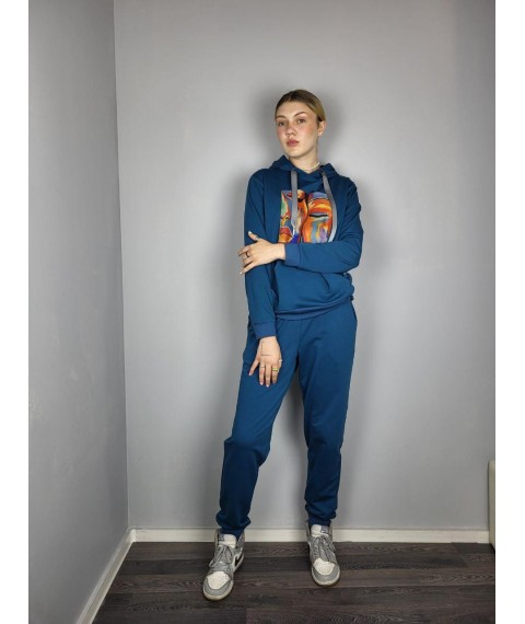 Спортивный костюм женский с джоггерами и худи синий Modna KAZKA MKTL8230-2\3704-2 46-48