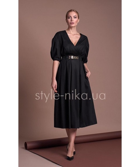 Платье женское на запах миди черное Modna KAZKA Токио MKSN2263-04