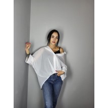 Блуза женская шифоновая белая с черным топом Modna KAZKA MKAD7554-00 54