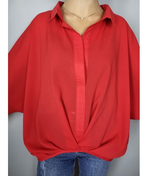 Блуза женская шифоновая красная с черным топом Modna KAZKA MKAD7554-04