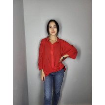 Блуза женская шифоновая красная с черным топом Modna KAZKA MKAD7554-04 50
