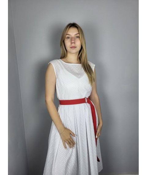 Платье женское из прошвы белое Modna KAZKA Лиа MKSN2272-04