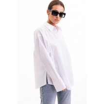 Рубашка женская базовая оверсайз с пуговицами по бокам белая Modna KAZKA MKAR46601