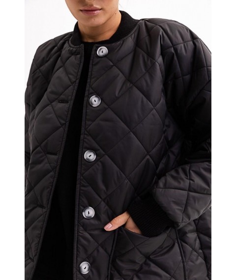 Куртка женская стеганая длинная осеняя трендовая черная Modna KAZKA MKAR46607-1