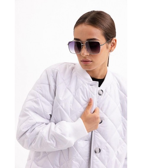 Куртка женская стеганая длинная осеняя трендовая белая Modna KAZKA MKAR46607-2