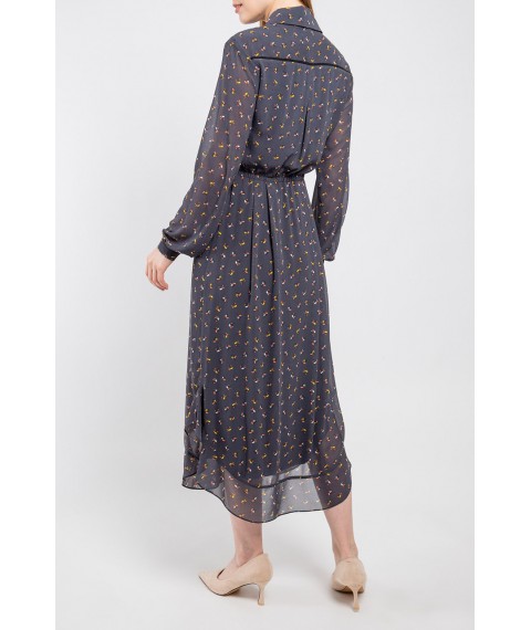 Платье женское шелковое дизайнерское миди серое Флирт Modna KAZKA MKPR7741-1 46