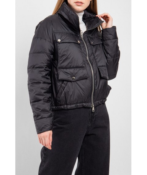 Куртка женская короткая трендовая черная Modna KAZKA MKASAY20-1