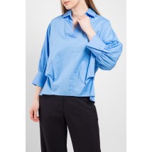 Рубашка женская голубая с пуговицами базовая коттоновая Modna KAZKA MKAD7467-06