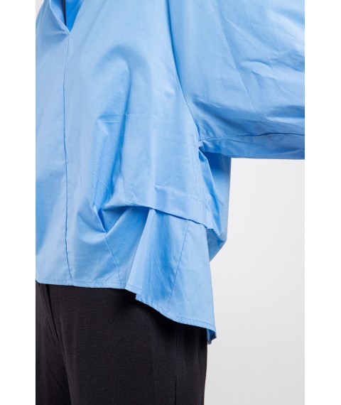 Рубашка женская голубая с пуговицами базовая коттоновая Modna KAZKA MKAD7467-06