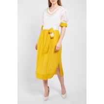 Женское летнее платье шелковое желто-белое дизайнерское нарядное Modna KAZKA Иннеса МКPRinnessa 44