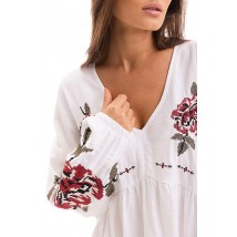 Платье-вышиванка женское с цветами оверсайз молочное Modna KAZKA MKAR46628-2