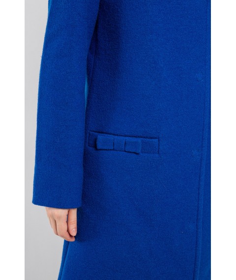 Женское пальто из вареной шерсти дизайнерское синее Modna KAZKA МKFL-1010