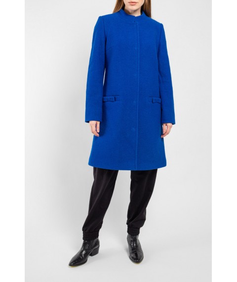 Женское пальто из вареной шерсти дизайнерское синее Modna KAZKA МKFL-1010 46