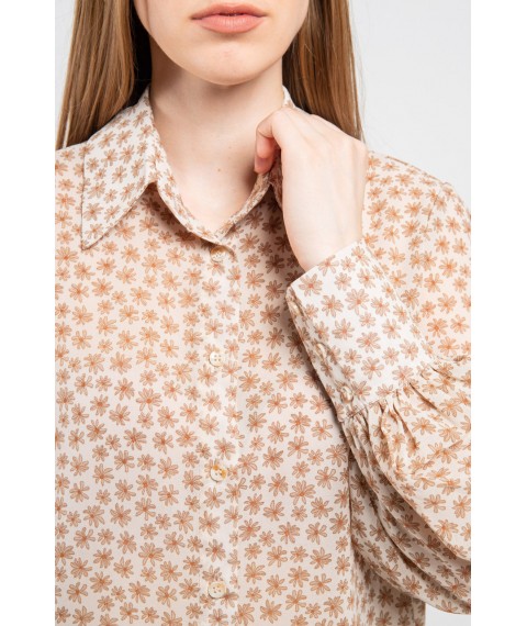 Блуза женская на пуговицы в цветы бежевая Modna KAZKA MKAZ6215-1
