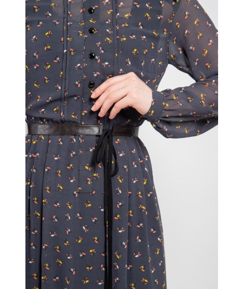 Платье женское шелковое дизайнерское миди серое Флирт Modna KAZKA MKPR7741-1