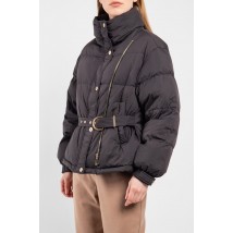 Женская куртка-пуховик с поясом черная Modna KAZKA MKLT21-512