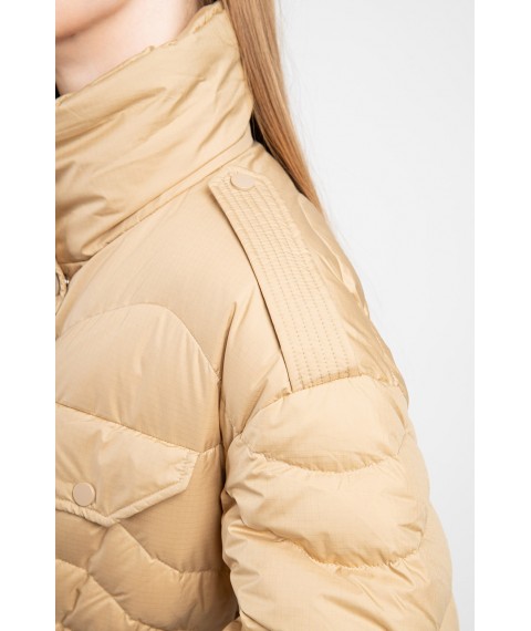 Женская куртка-пуховик сумочка на поясе бежевая Modna KAZKA MKLT21-121