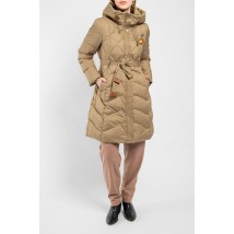 Женское пальто-пуховик олива под пояс Modna KAZKA MKLT21-119-2